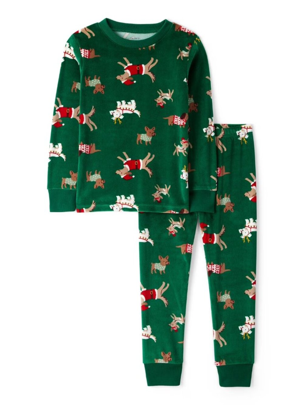 NEW Carter's Toddler Holiday 2-Piece Velboa Pajama Set green 2T